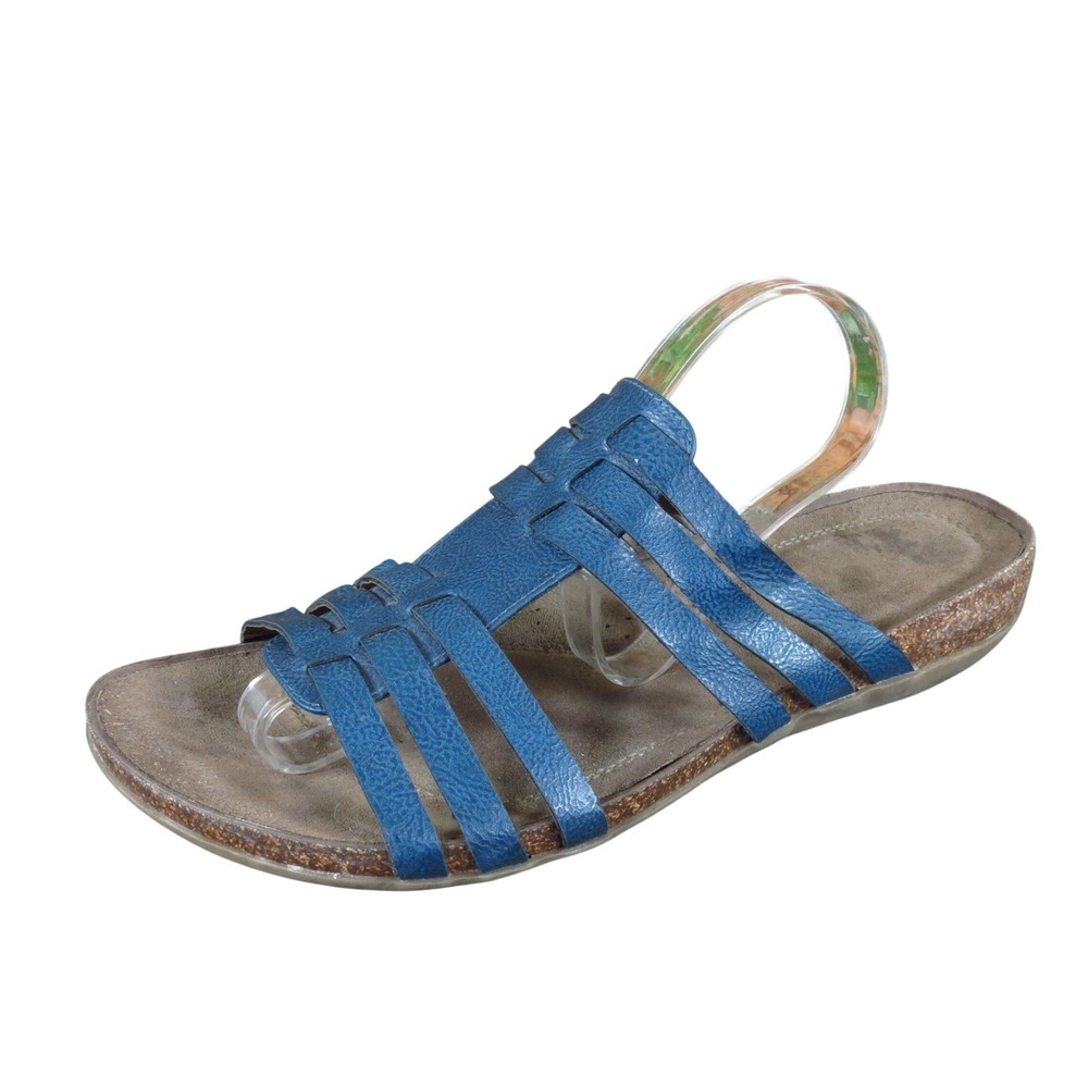 Natural Soul Nema Women Strappy Slide Sandals‎ Size 10M Casual Comfort Blue